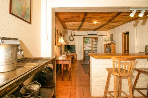 格拉夫-里内特Ironstone Cottage的厨房配有炉灶和台面