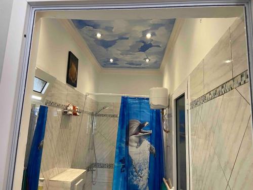 洛美Appartement Altona的天花板上配有海豚淋浴的浴室