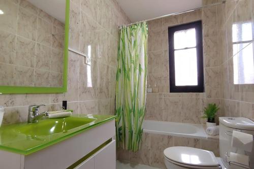 索里亚MESTA CENTRO的一间带水槽和卫生间的浴室以及窗户。