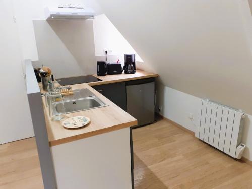 里尔Appartement 48m² / HyperCentre (Gares et Vieux Lille)的厨房配有水槽和台面