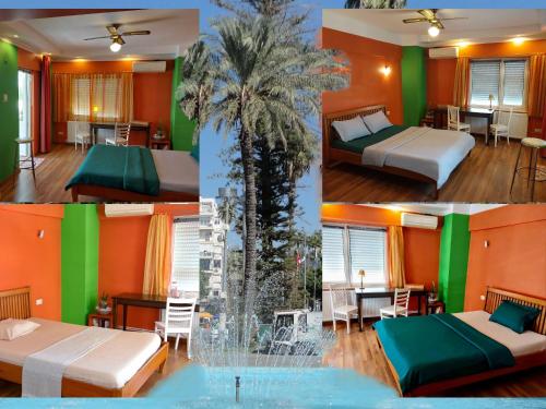 安塔利亚Antalyaloft的一张酒店房间四张照片的拼贴图