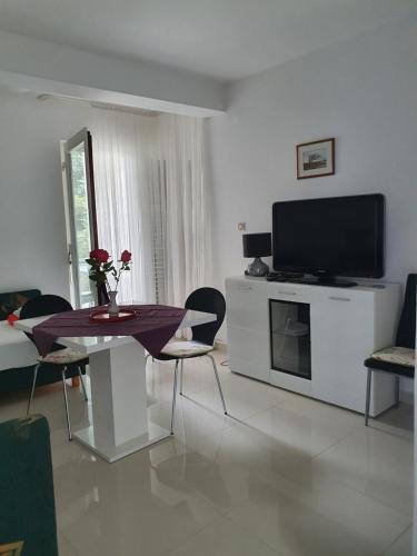 诺瓦利娅Apartmani Nada的客厅配有电视和桌椅
