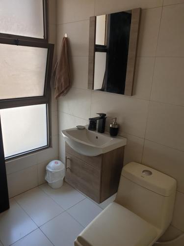 安曼Deir Ghbar-Studio的一间带水槽和卫生间的浴室