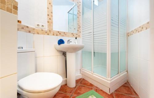 马拉加Pet Friendly Home In Iznate With Kitchen的浴室配有卫生间、盥洗盆和淋浴。