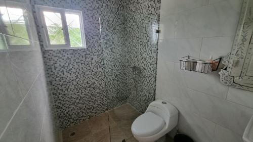 蓬塔卡纳Unique and quiet APARTMENTS La Botánica Tropical的一间带卫生间和窗户的浴室