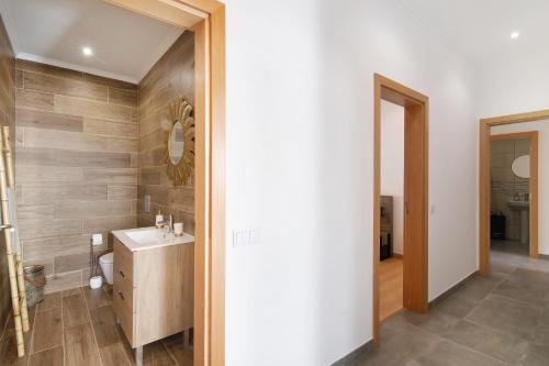 阿尔特Traditional 3 bedroom apartment的一间带水槽和镜子的浴室