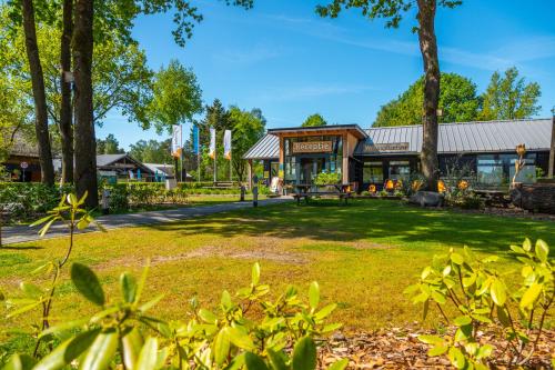 奥特罗Europarcs De Wije Werelt的公园里树木和草地的建筑