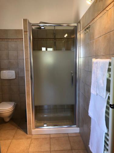加莱里亚U弗里浦盖吉尔酒店的浴室里设有玻璃门淋浴