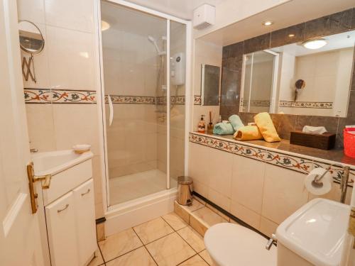 克利夫登Tinkletod的带淋浴、卫生间和盥洗盆的浴室