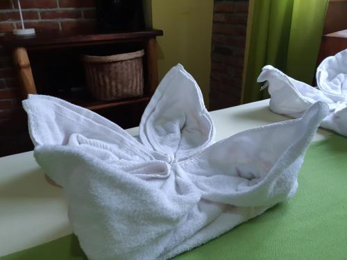 蒙塔尼塔Hurvínek的桌子上方的白色毛巾