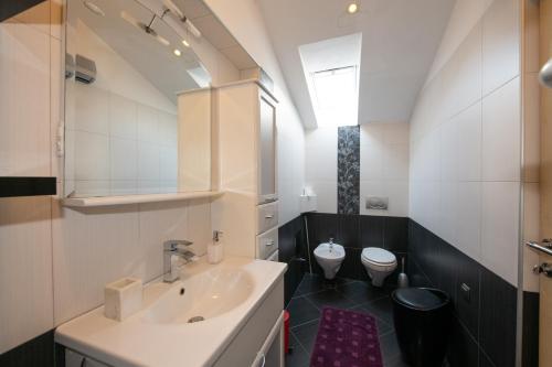 奥帕提亚Apartment Vanja的一间带水槽和卫生间的浴室