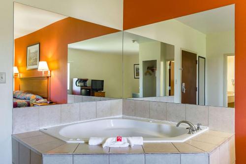 北小石城普里查德道北小石城伊克诺旅馆的带浴缸的带大镜子的客房