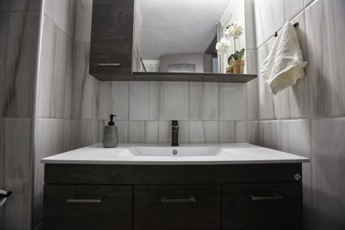 亚历山德鲁波利斯C.L.A. 2 City Lux Apartment Alaxandroupoli的浴室设有白色水槽和镜子