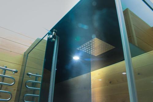 迈尔霍芬EMMA´s Chalet的客房内的玻璃淋浴间