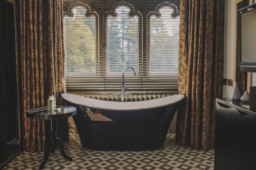 汉普顿茵雅顿汉普顿庄园酒店的带浴缸的浴室和窗户