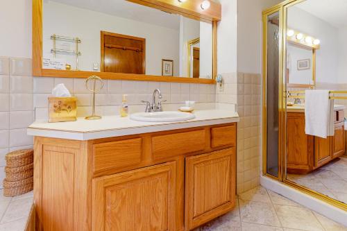 Pocono LakeFriendship Lodge的一间带水槽和镜子的浴室