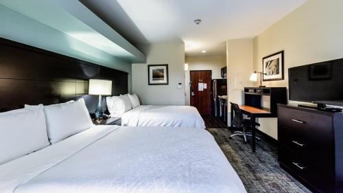 拉雷多拉雷多驻桥套房酒店的酒店客房设有两张床和一台平面电视。