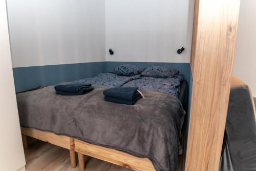 拉多姆Komfortowe przytulne nowoczesne mieszkanie Radom的一张床上有两个枕头的房间