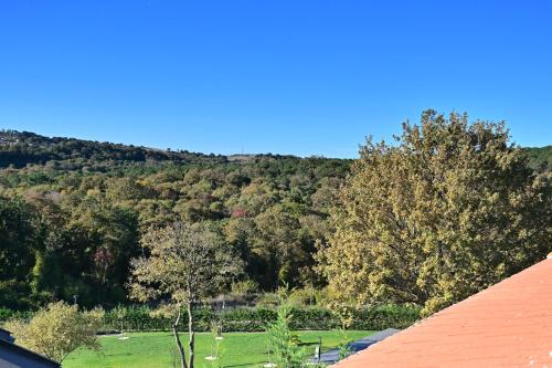 ArnavutköyForest villa- 5 minutes from the airport的从屋顶上可欣赏到田野和树木的景色