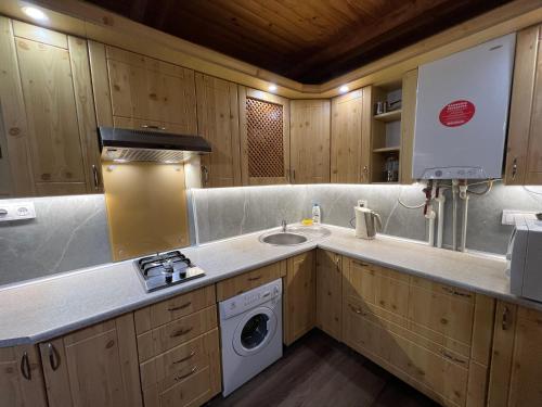 斯基希德尼萨Cottage Forest House的厨房配有水槽和洗衣机