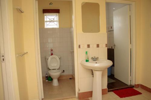 KerichoZoe Homes 3br Mansionette Own Compound Kericho town near Green Square mall的一间带卫生间和水槽的浴室