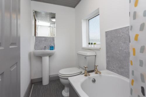 莱兰No 1 School House的白色的浴室设有卫生间和水槽。