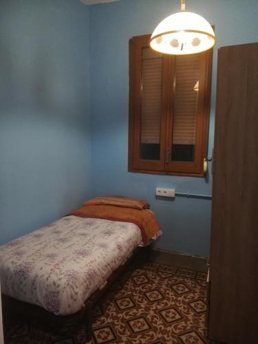 曼雷沙Pis Cèntric的一间小卧室,配有一张床和一个光线