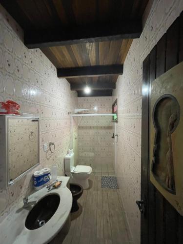 邦比尼亚斯Casa Marrom的一间带水槽和卫生间的浴室