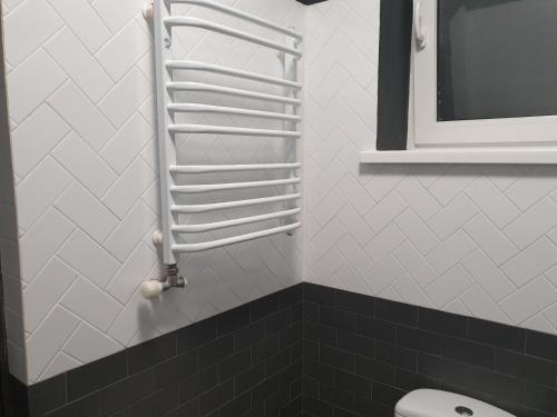 乌日霍罗德NEW апартаменты на Гвардейской的一间带卫生间和镜子的浴室