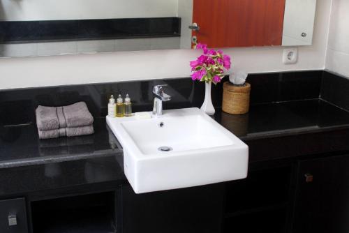 圣吉吉卡林格尔别墅酒店的浴室设有白色水槽和花瓶