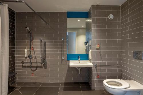 迪温特Holiday Inn Express & Suites - Deventer, an IHG Hotel的浴室配有卫生间、盥洗盆和淋浴。