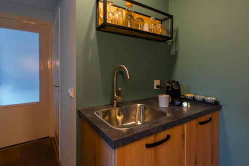 泰赫伦B&B De Boskamp的厨房配有水槽和台面