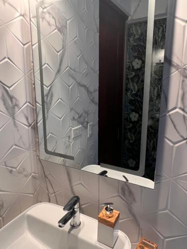 巴拿马城Corcho rooms的一间带水槽和镜子的浴室