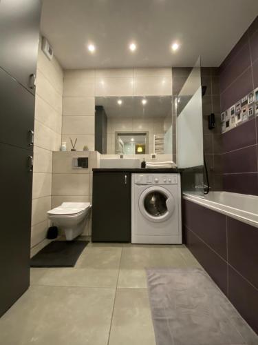 达布罗瓦古尔尼恰Apartament Majakowskiego DG的一间带洗衣机和卫生间的浴室