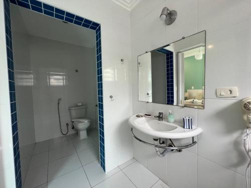 瓜鲁雅Hotel The Green Ecologic的一间带水槽和卫生间的浴室