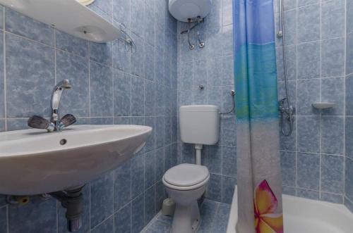 波尔Apartments and rooms Mini - parking的一间带水槽、卫生间和淋浴的浴室