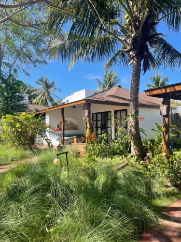 吉利特拉旺安威尔逊休闲酒店的前面有棕榈树的房子