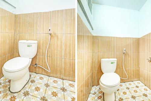 日惹SPOT ON 91916 Joglo Doyong Homestay Syariah的浴室两张图片,带厕所