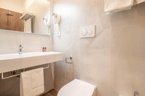 罗马DANY GUEST HOUSE的白色的浴室设有水槽和卫生间。