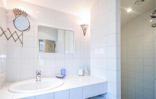 拉戈德舍蒙黛妮丝阿蜜尔度假屋的白色的浴室设有水槽和镜子