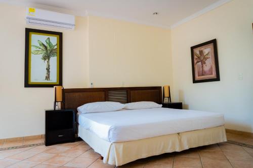 吉拉尔多特Hotel Peñon Suites的卧室配有一张白色大床