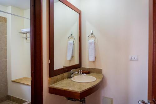 吉拉尔多特Hotel Peñon Suites的一间带水槽和镜子的浴室