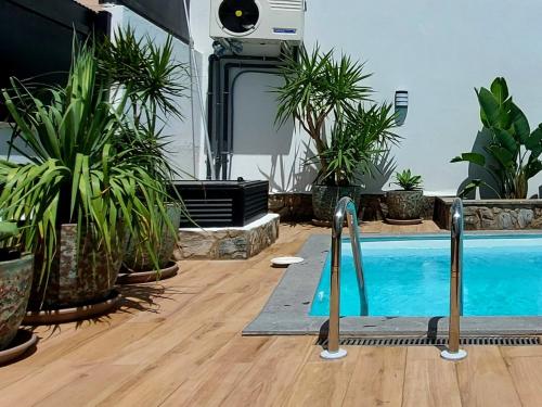 波多黎各Villa Playa Amadores - Luxury villa with heated pool的盆栽室里的游泳池