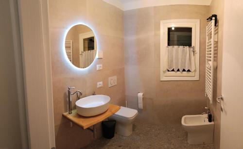 特雷维索b & b ultimo miglio的一间带水槽、卫生间和镜子的浴室