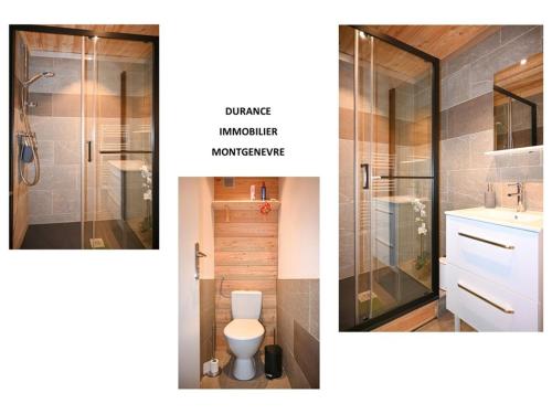 蒙热内夫尔Appartement Montgenèvre, 3 pièces, 6 personnes - FR-1-266-164的浴室设有卫生间和淋浴,两幅图片