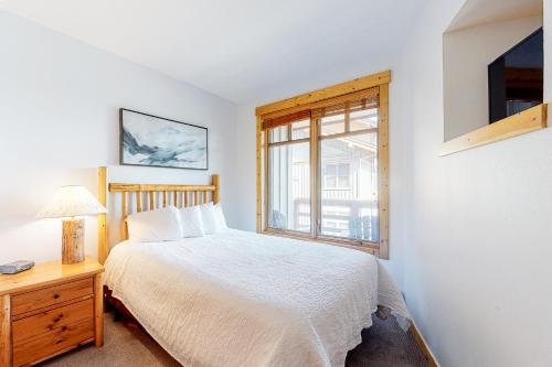铜山Tucker Mountain Lodge 307a的一间卧室设有一张床和一个窗口