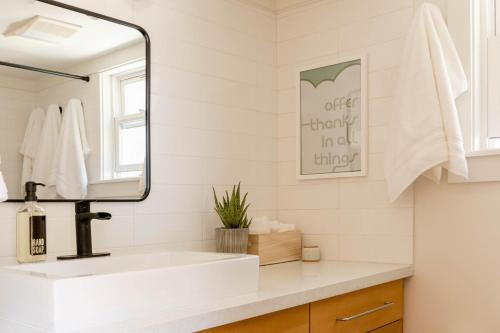 阿罗约格兰德Wild Hair Studio-stylish Farm Stay W Ev Charger的一间带水槽和镜子的浴室