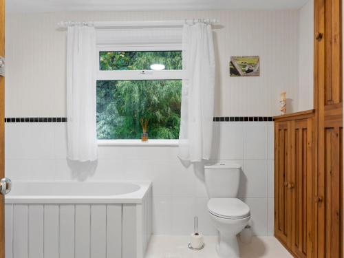 UlphaPass the Keys Cosy Home in the Idyllic Duddon Valley的带浴缸、卫生间和窗户的浴室