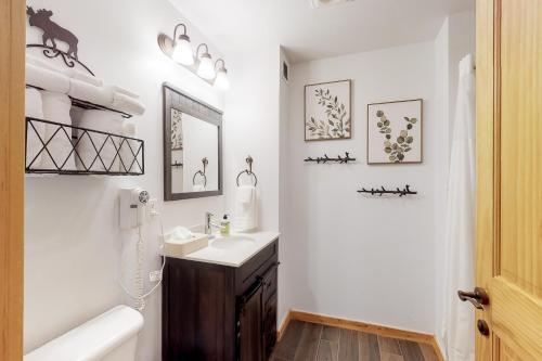 铜山Tucker Mountain Lodge 307b的白色的浴室设有水槽和镜子