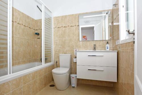蒂哈拉费Casa Diamante的一间带卫生间和水槽的浴室